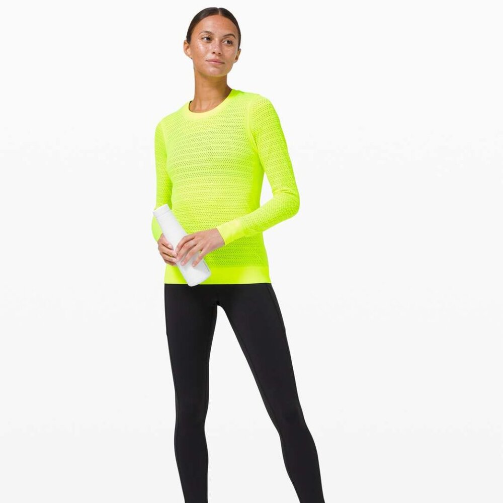 Lululemon NWT Swiftly Breathe Long Sleeve T Shirt Yellow Size 12